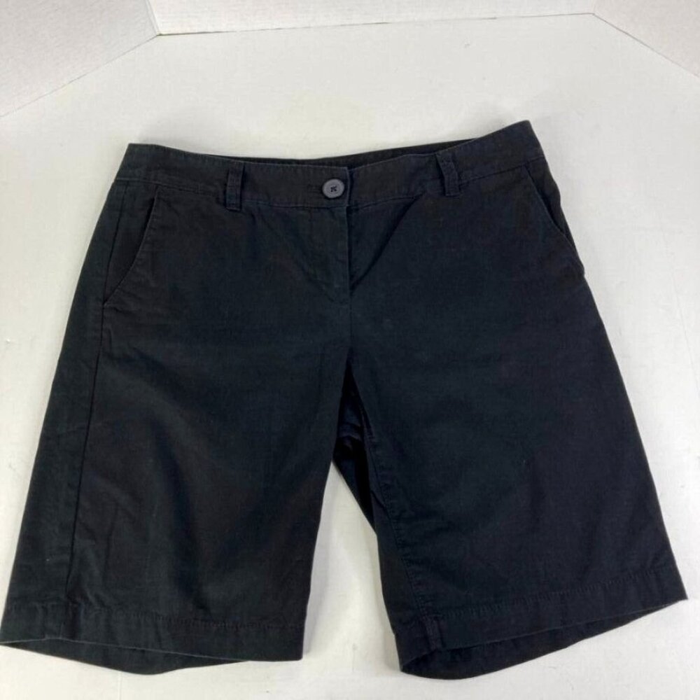 Ann Taylor Loft Womens Chino Shorts‎ Size 4 Black 9" Inseam Flat Front